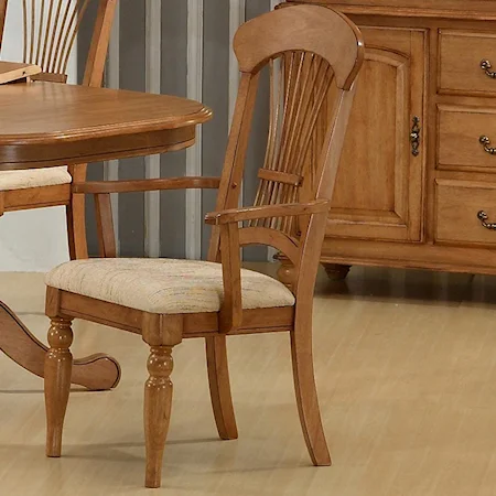 Dining Arm Chair With Fabric Upholstered Seat